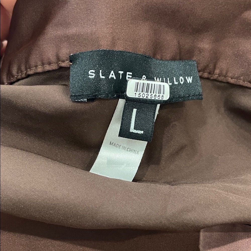 Slate & Willow Abstract Satin Slip Skirt, L - Picture 4 of 12